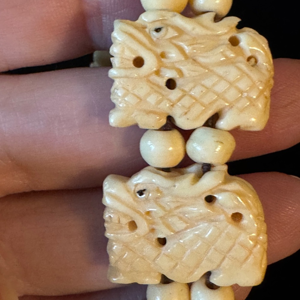 Vintage Hand-Carved Dragon Bracelet and Earrings - Picture 11 of 15